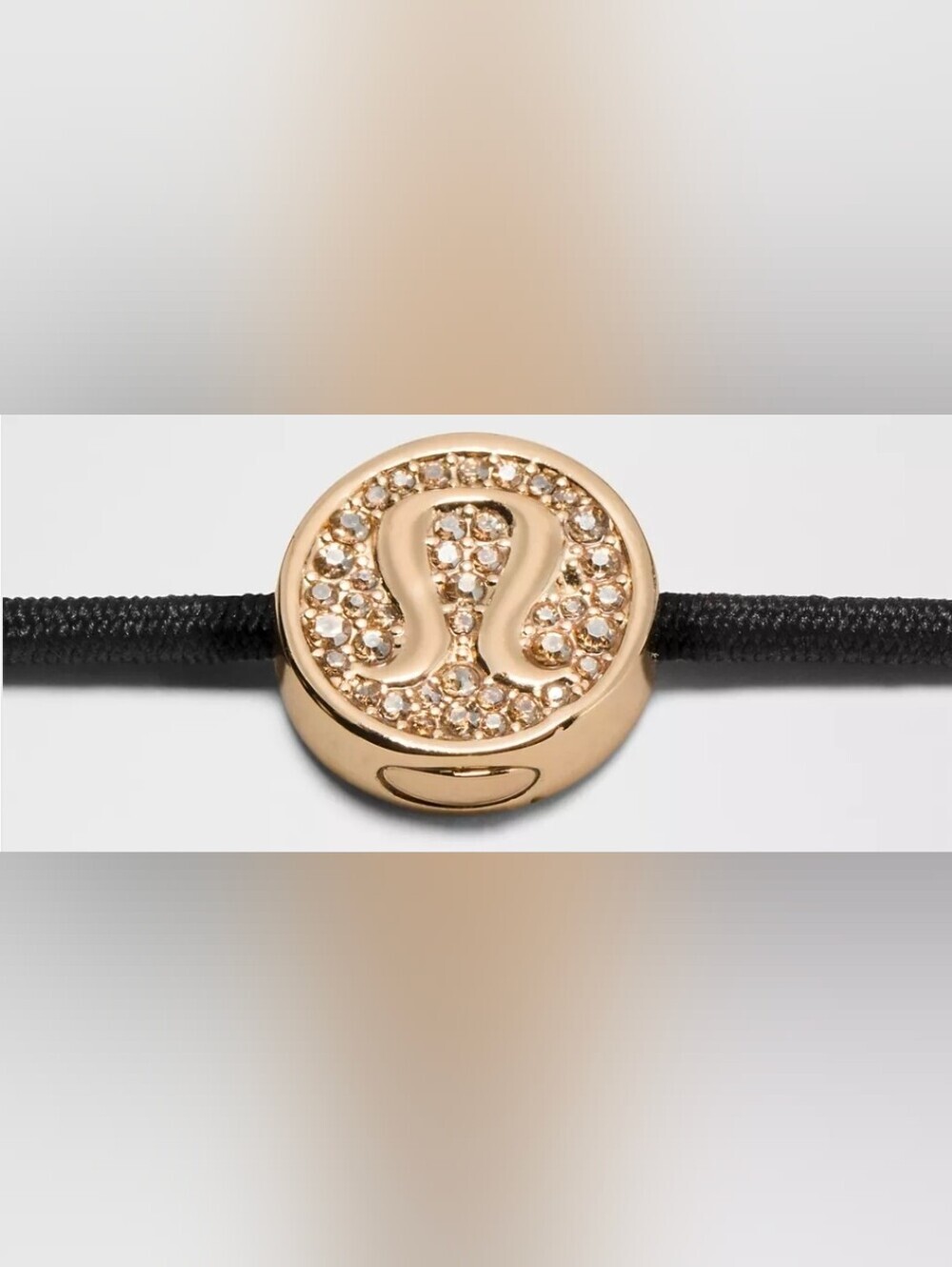 lululemon athletica Black Hair Tie Set with Gold Logo Charms, New - Picture 2 of 2
